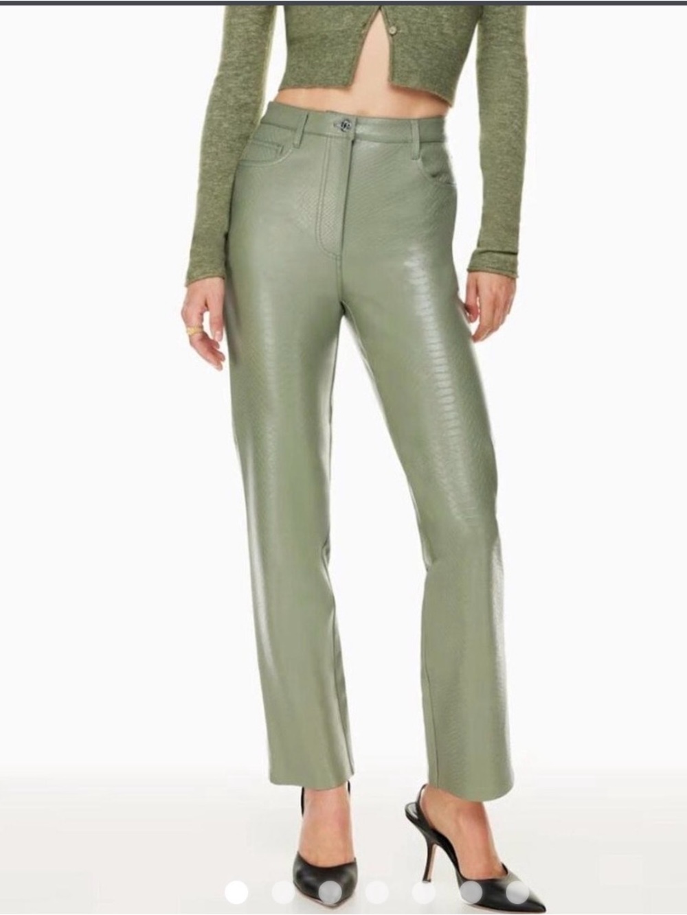 Wilfred Sage‎ Green Faux Leather Waistband Pants